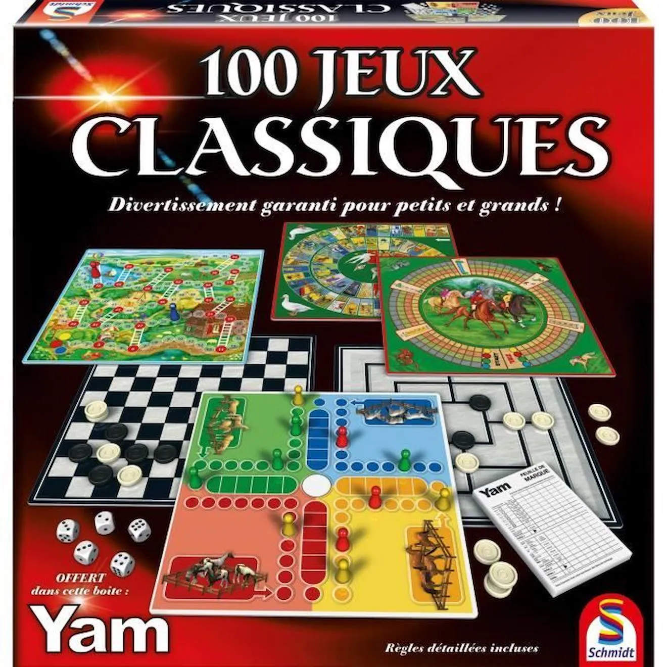 100 Jeux classique - Jeux de Société - SCHMIDT SPIELE - Profitez de 100 jeux classiques dans ce coffret complet ! rouge - Schmid