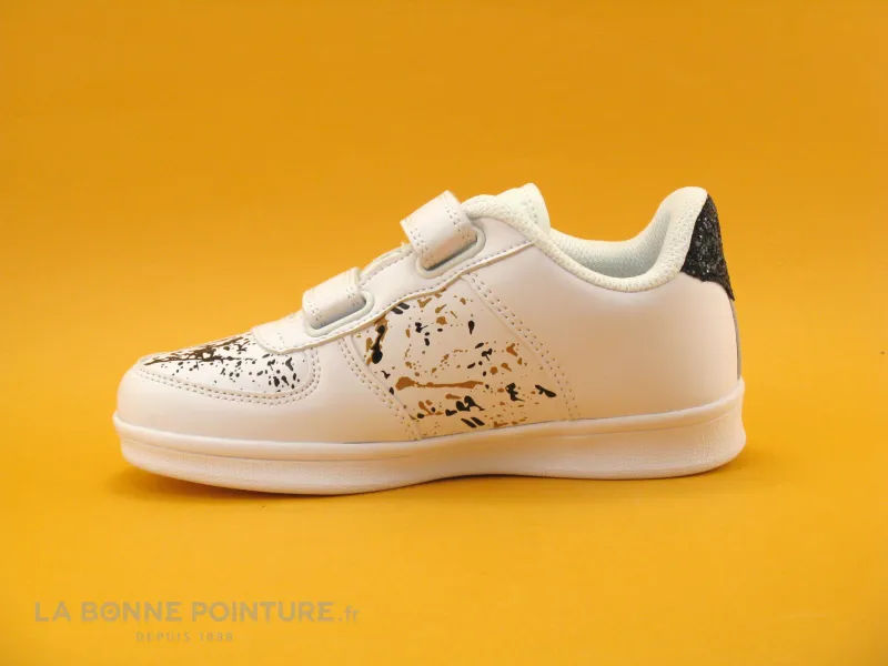 Achat chaussures Petit Genie Enfant Basket, vente Petit Genie ES4075J Blanc - Tachetee noir et jaune - Basket velcro fille