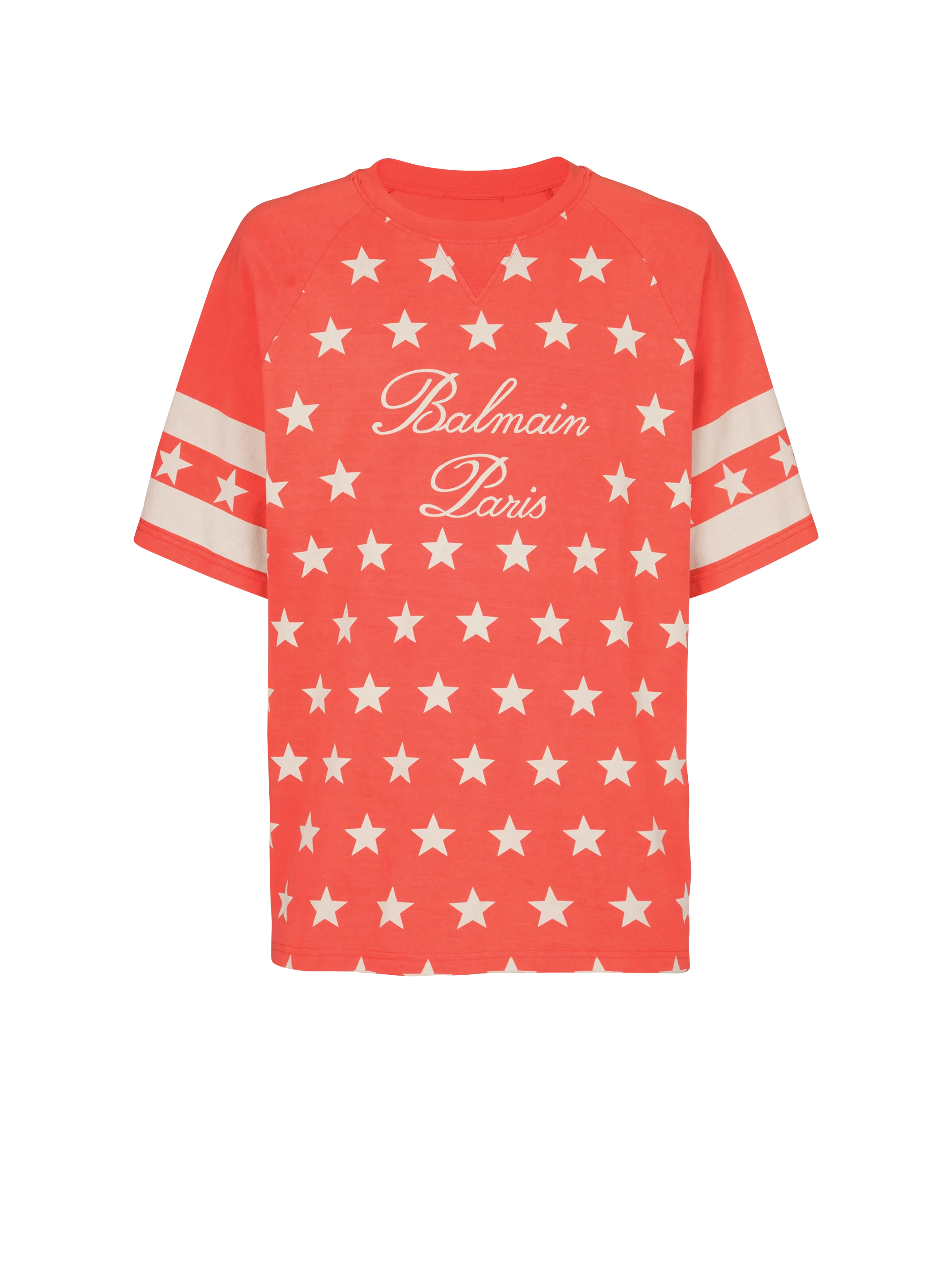 BALMAIN  T-shirt balmain signature étoiles - Rouge