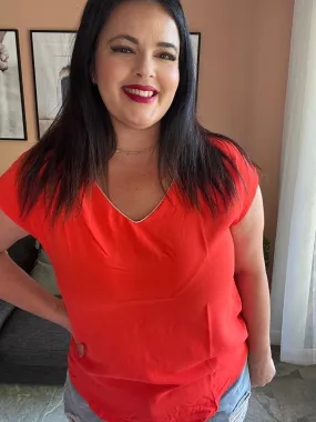 Blouse orange femme
