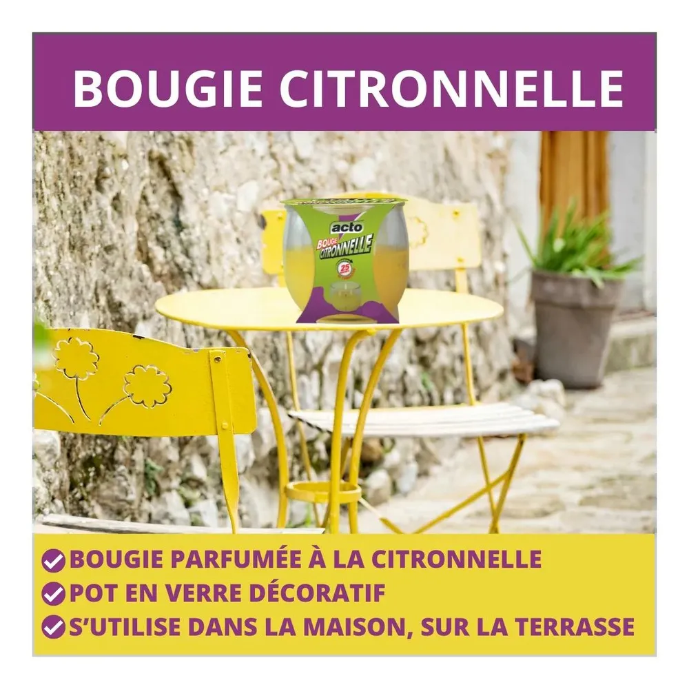 Bougies acto citronnelle: ambiance et sécurité pour vos soirées