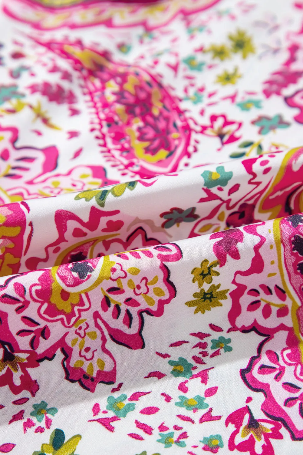 Chemise décontractée à imprimé cachemire floral rose