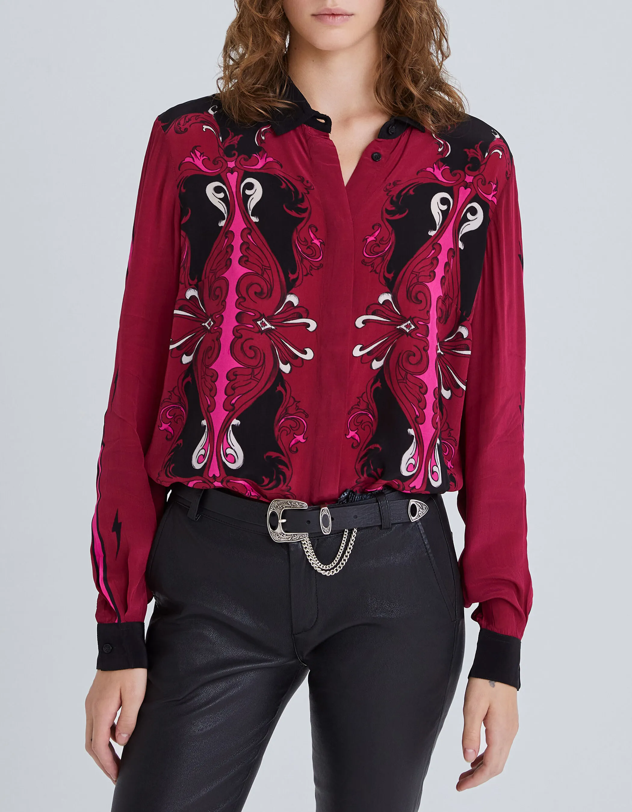 Chemise en viscose imprimé placé femme