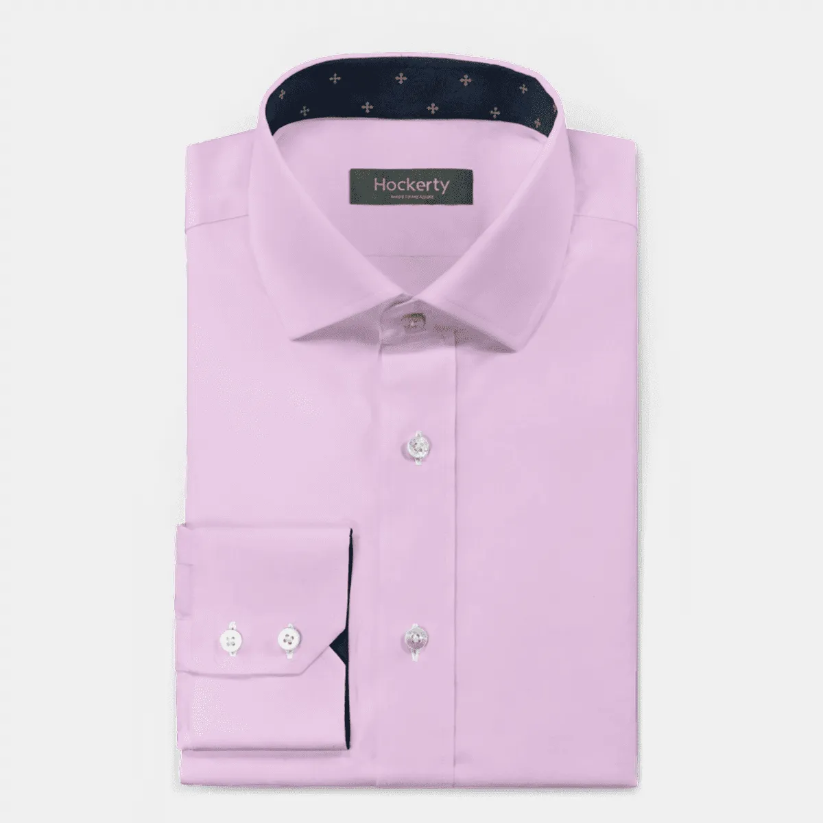 Chemise mauve popeline avec col contrasté
