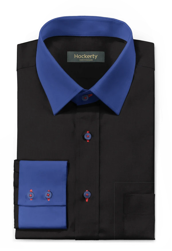 Chemise noire en lin avec col contrasté