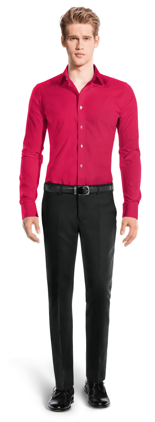 Chemise rose poignets mousquetaires en coton/lin