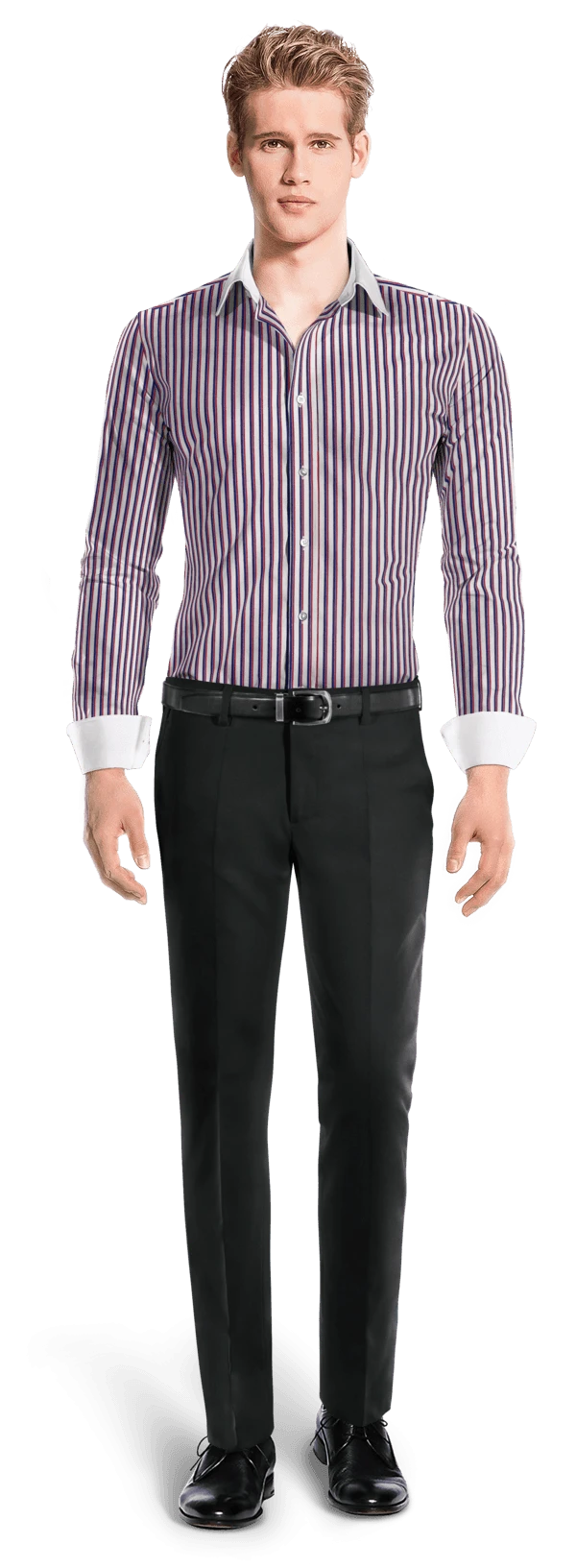 Chemise rouge à rayures avec col contrasté