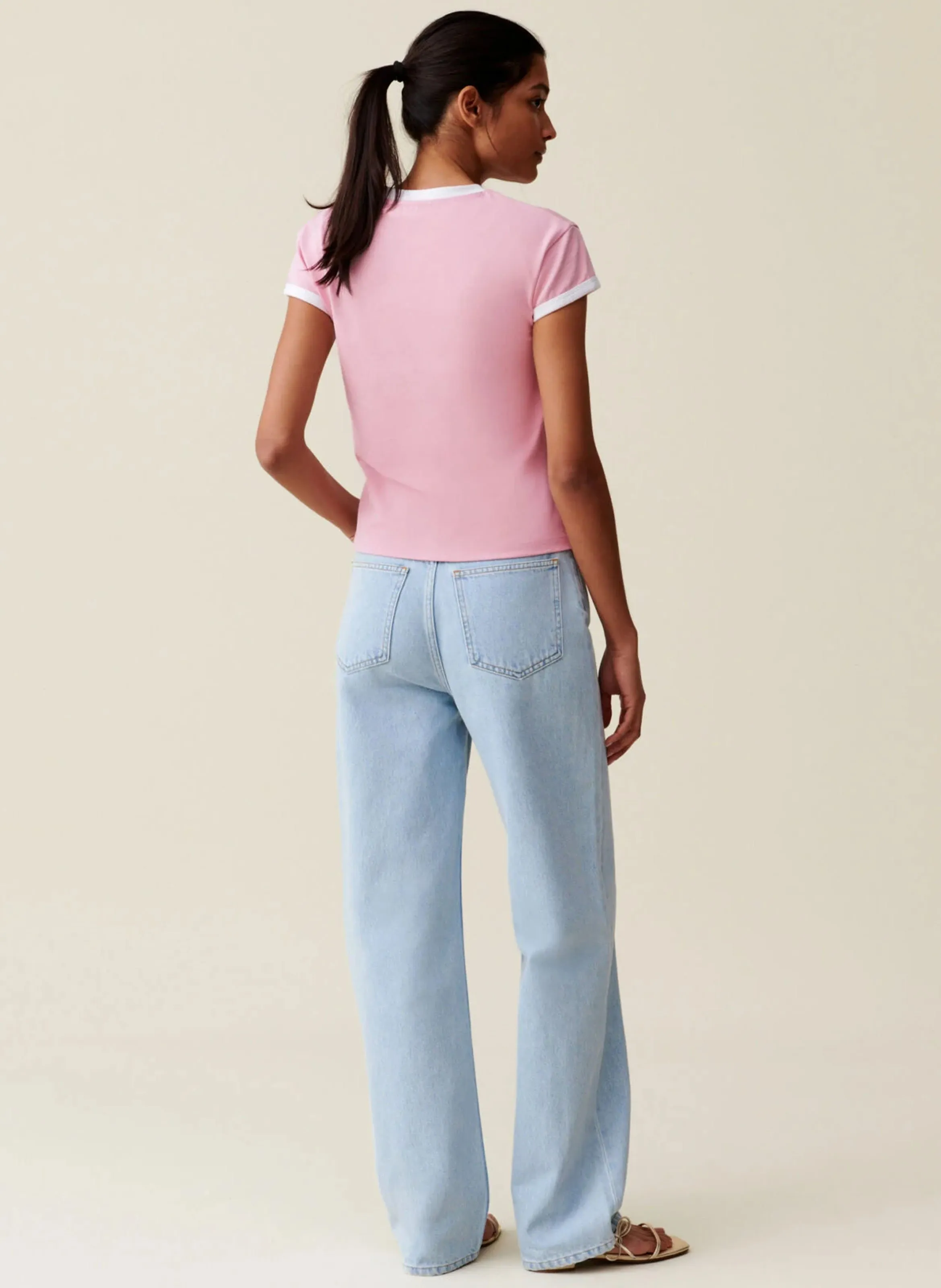 CLAUDIE PIERLOT  Tee-shirt droit col rond en coton - Rose