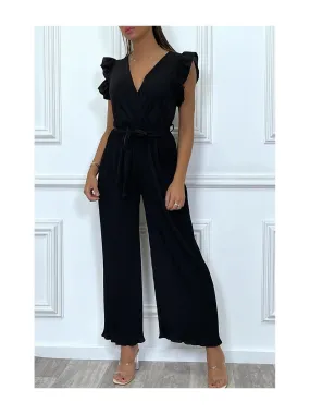 CoBZinaison sans manches noire, pantalon plissé et ceinturé