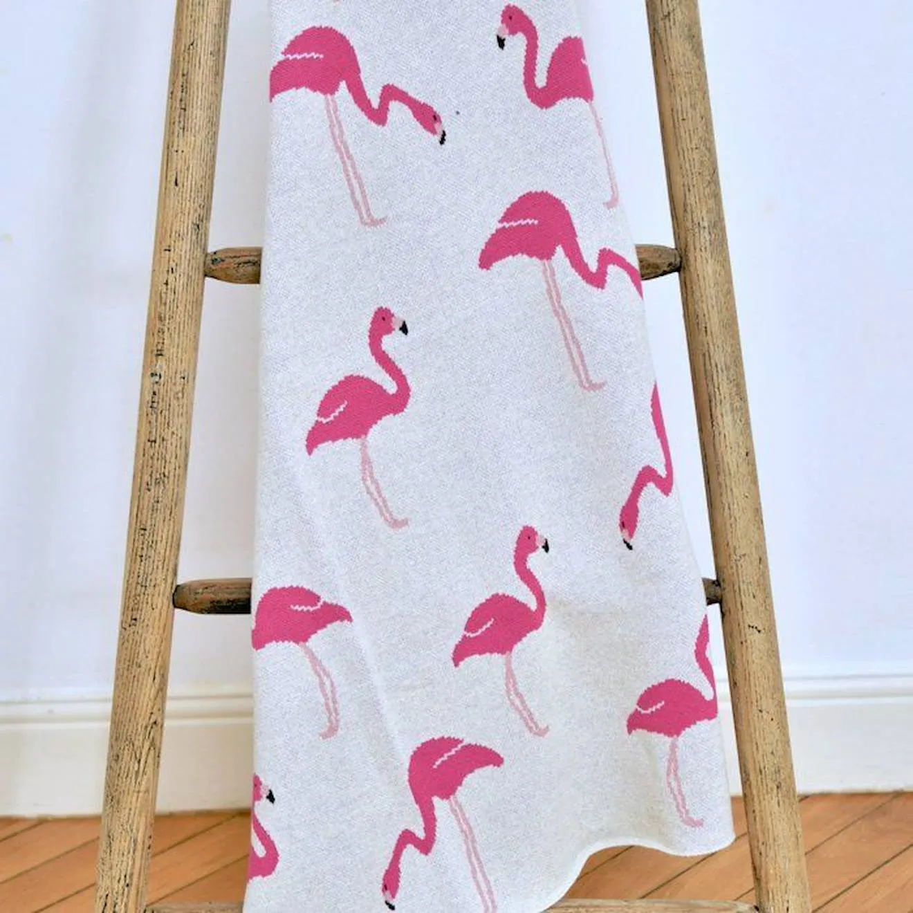 Couverture pour en coton bio FLAMANT ROSE gris - Sevira Kids