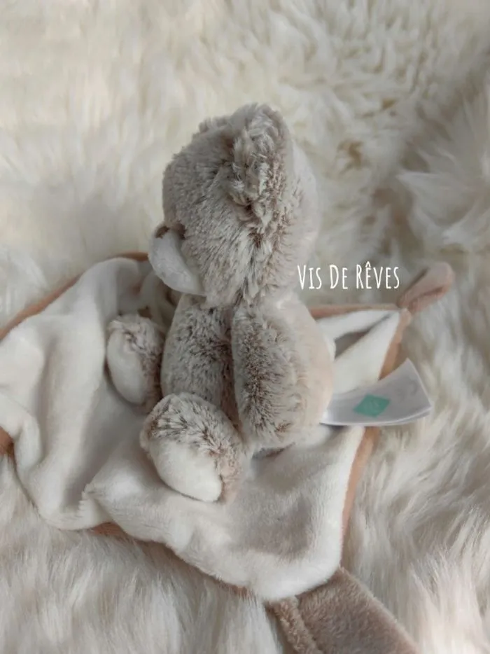 Doudou mouchoir Ours marron beige et blanc Tex - Tex baby | Beebs