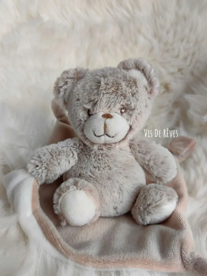 Doudou mouchoir Ours marron beige et blanc Tex - Tex baby | Beebs