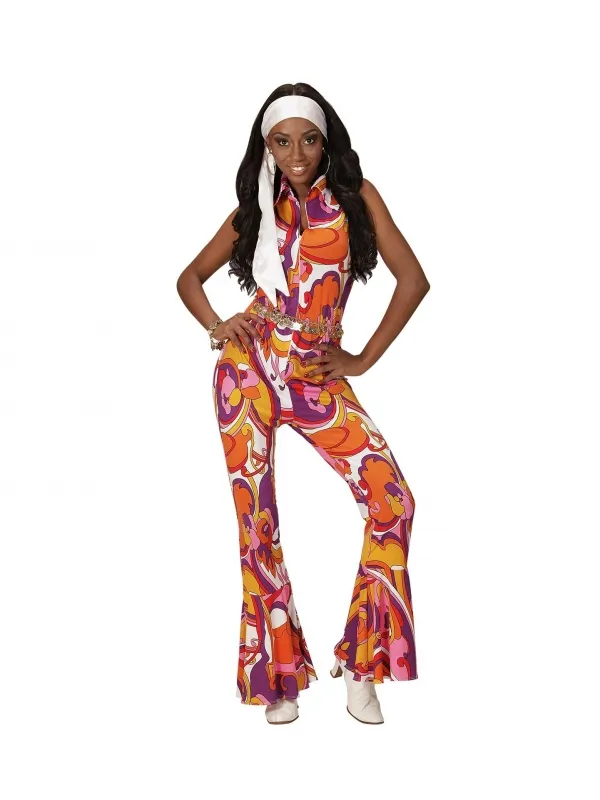 Déguisement disco femme multicolore (combinaison orchidée)