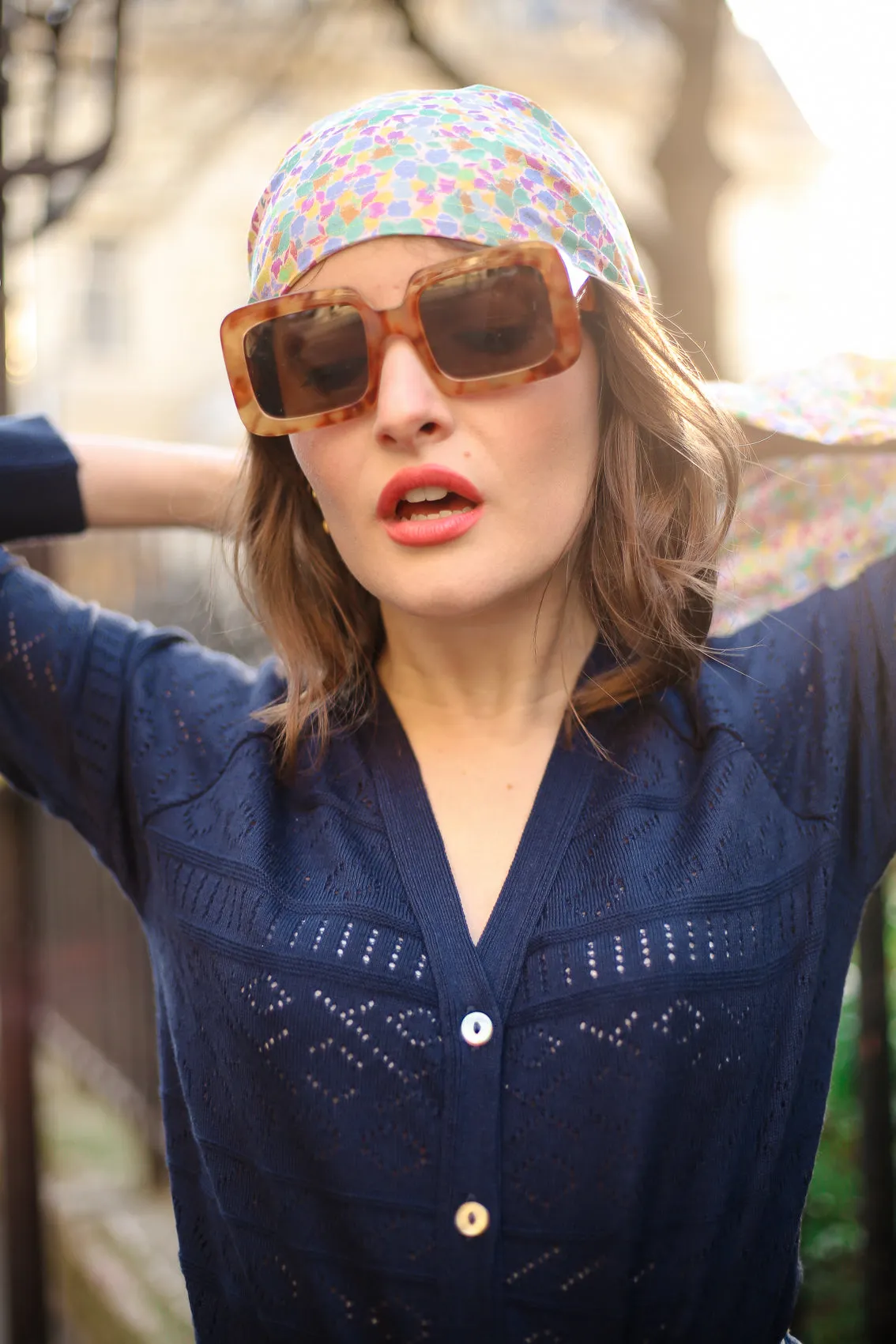 Gilet fin ajouré femme Kerfissien marine