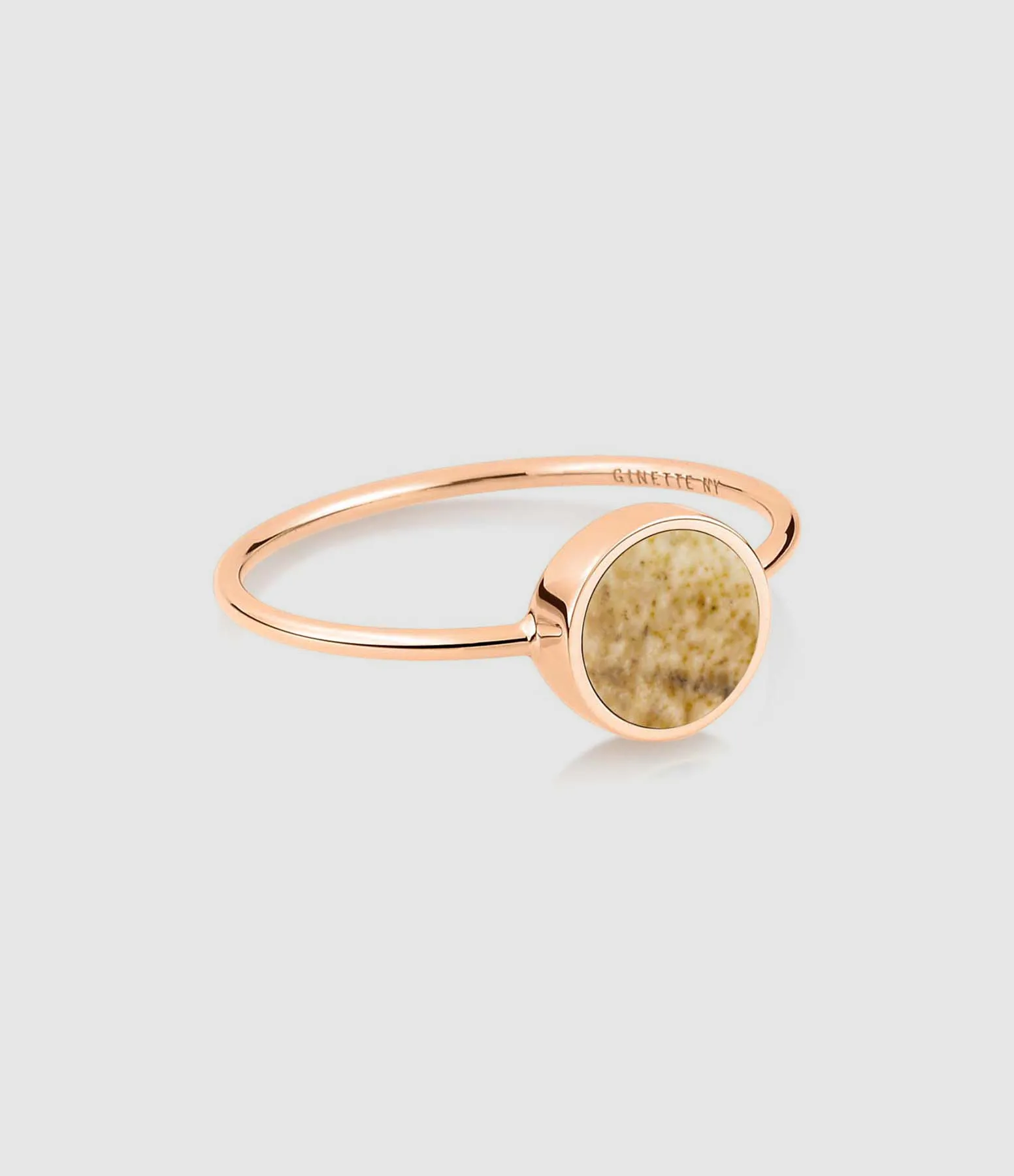 GINETTE NY Partager  Bague Ever Mini Disc Jaspe Or Rose  