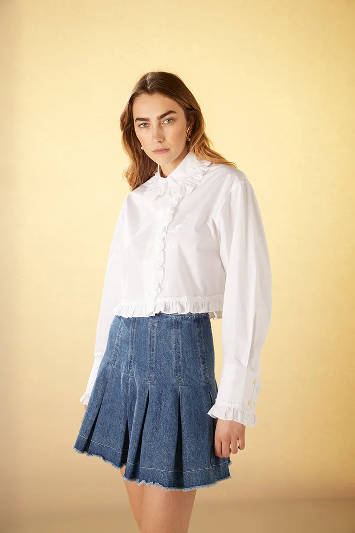 Jupe en denim plissée