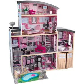 KidKraft - Maison de poupées en bois Sparkle avec 30 accessoires inclus rose - Kidkraft