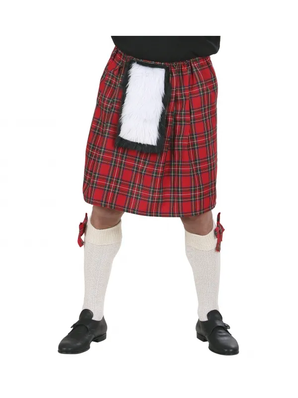 Kilt Traditionnel Rouge avec Bourse pour Hommes
