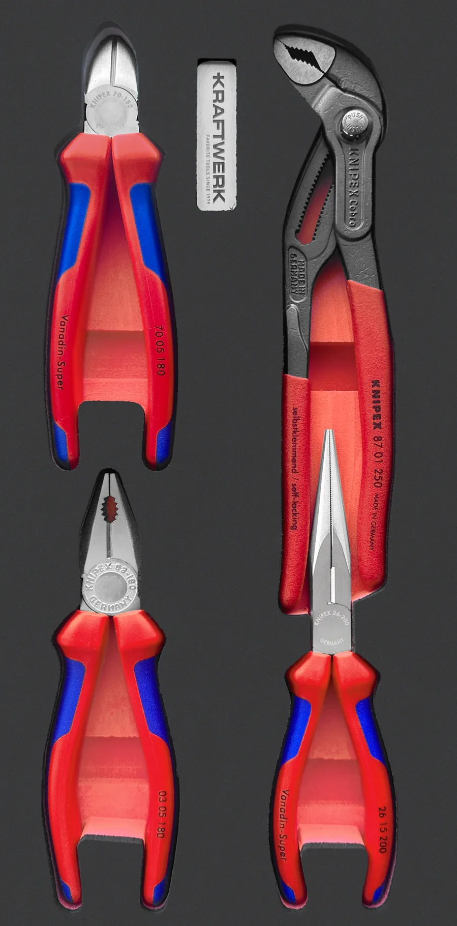 KNIPEX EVA3 Jeu de pinces 4 pcs. 20x40 insert