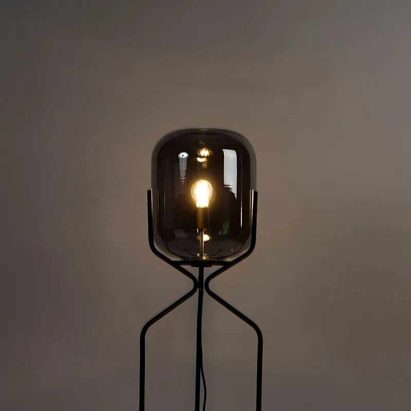 Lampadaire intelligent noir avec verre fumé WiFi A60 - Bliss