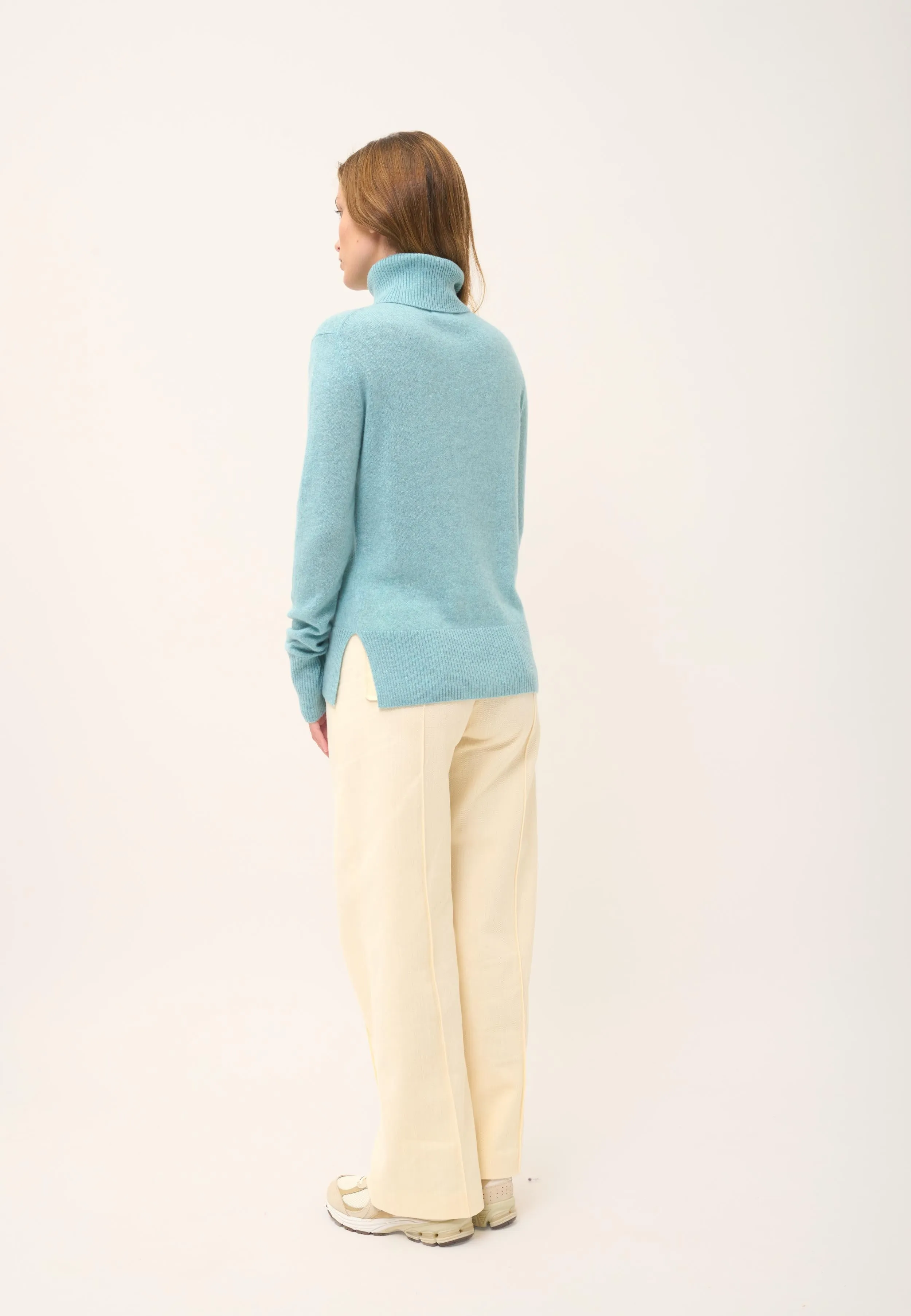 LEXIE pull col roulé aqua chiné