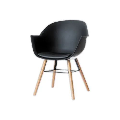 Lot de 2 Fauteuils WISEMAN pieds hêtre assise noire montées