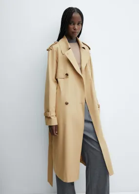 Manteau | Femme MANGO Trench Fluide Ceinture Marron Moyen