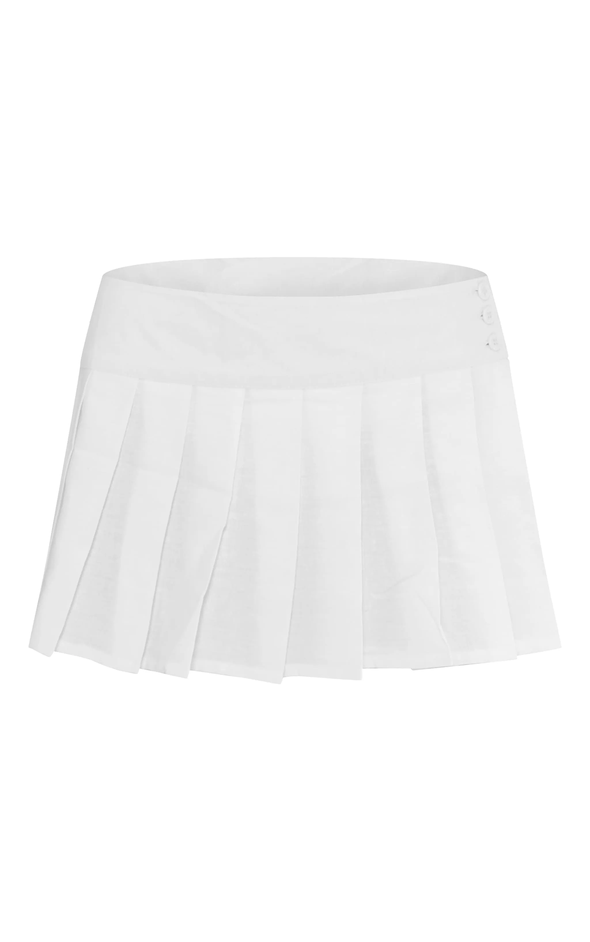 Mini jupe effet lin plissé blanc à boutons