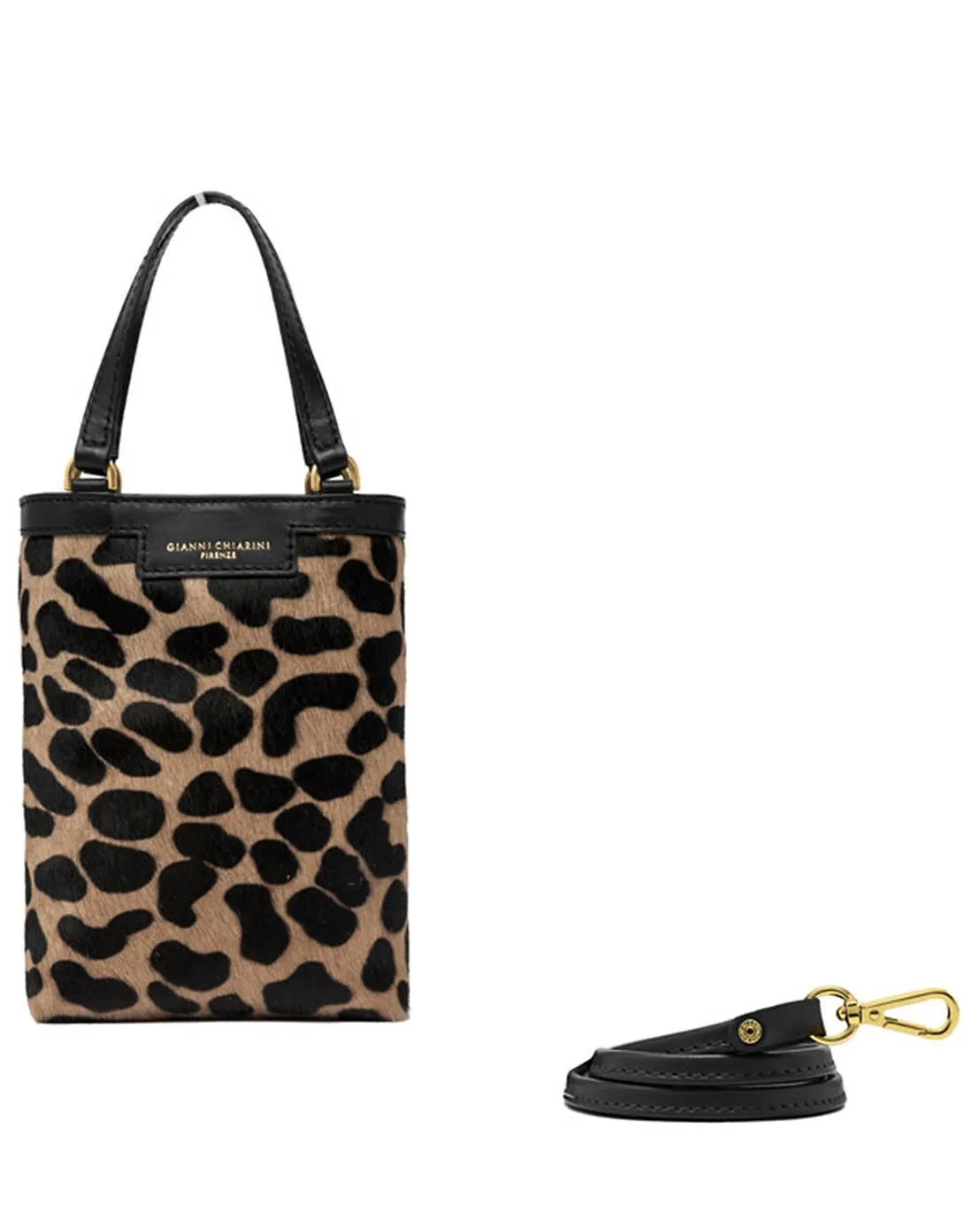 Mini sac porté épaule en cuirr imprimé animalier Camilla