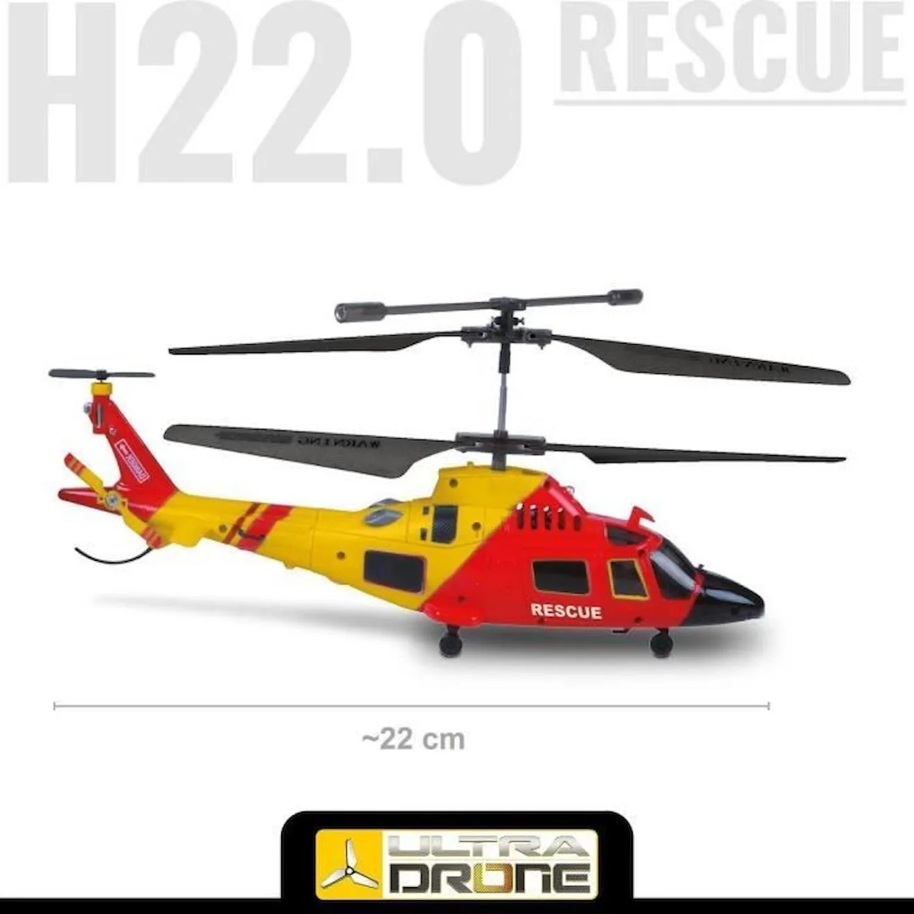 Mondo Motors - Hélicoptère H22.0 - Rescue Ultradrone Télécommandé à Rayons Infrarouges - Gyroscope Intégré - 3 Canaux - 63711, r