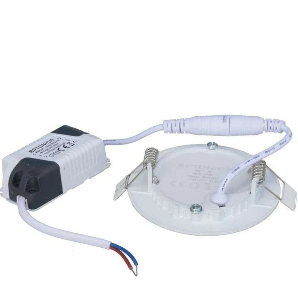 Plafonnier led rond 6w extra plat encastrable irc95 blanc du jour 6000k