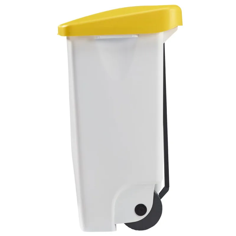 Poubelle mobile à pédale 80 litres - MOBILY - Jaune
