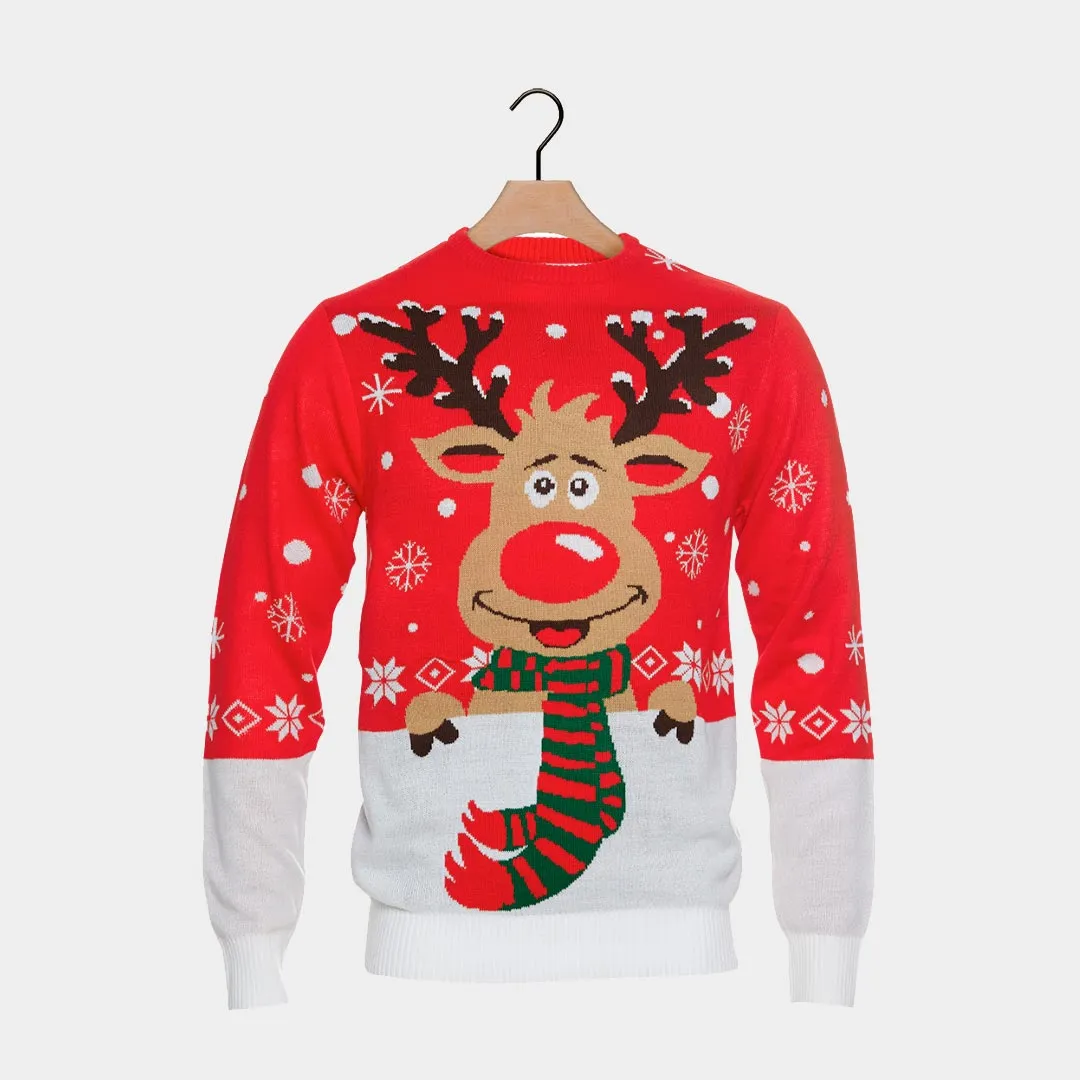 Pull de Nol pour Couple Renne avec charpe Coton Bio