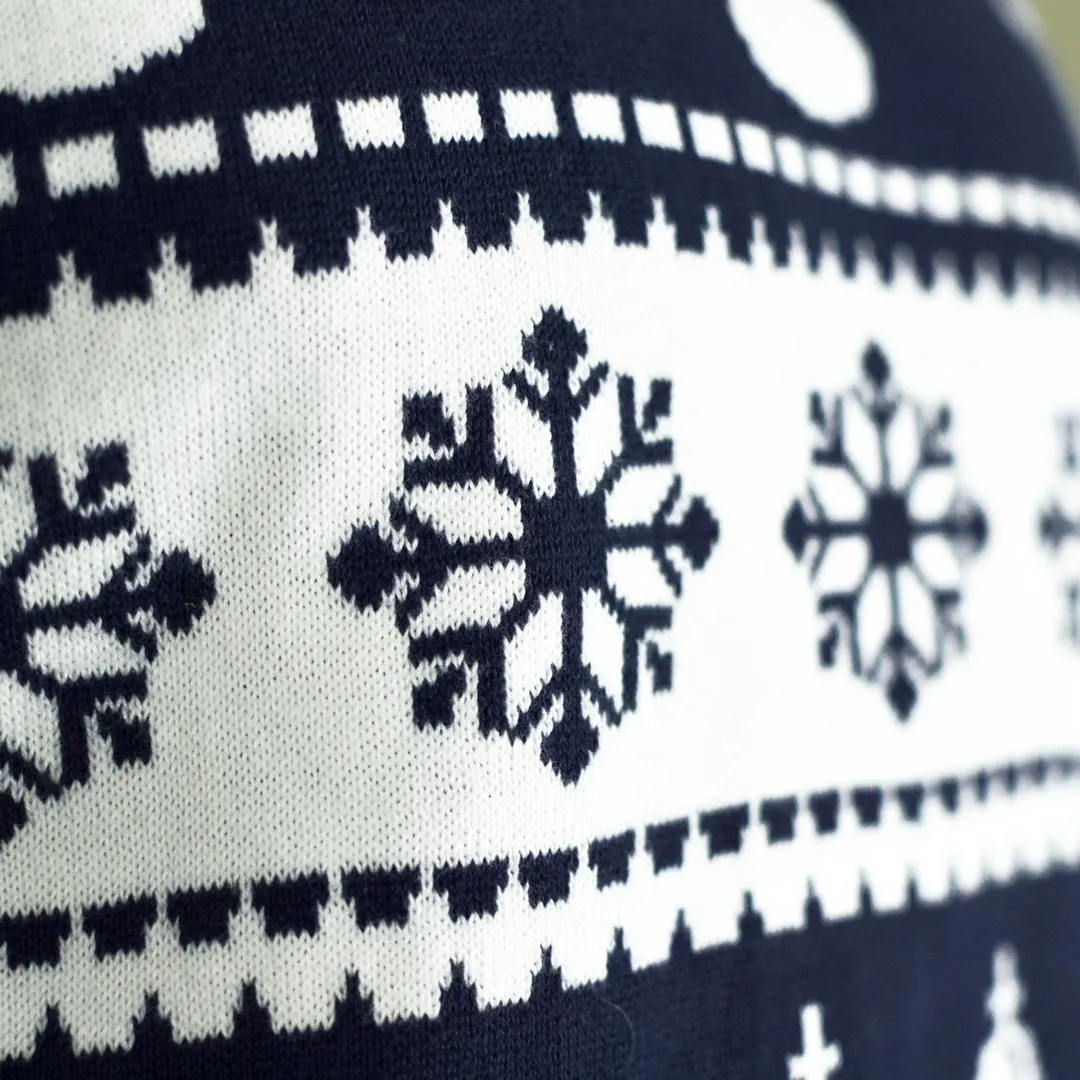 Pull de Nol pour Homme Bleu avec Rennes et Neige