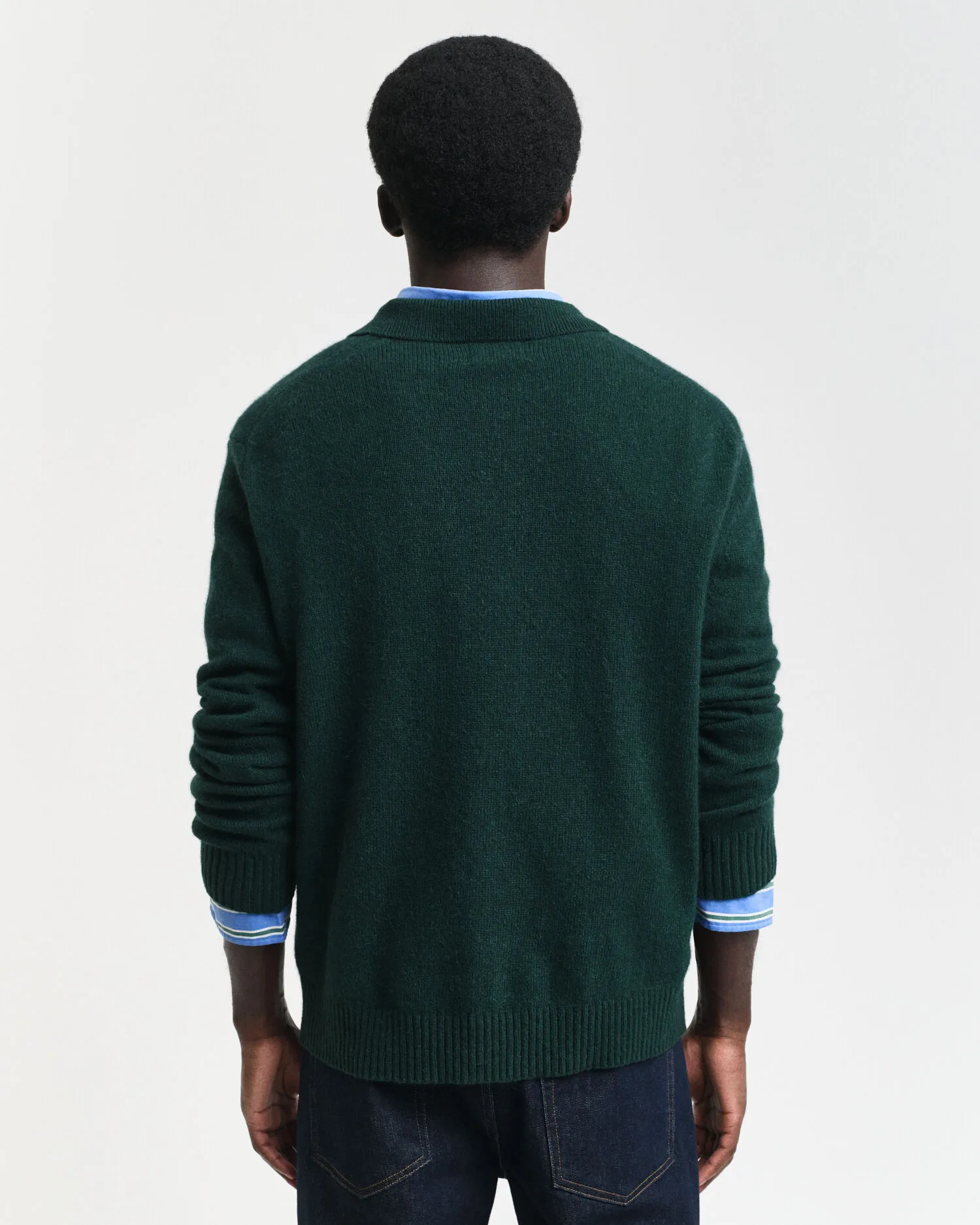 Pull façon polo en laine mélangée