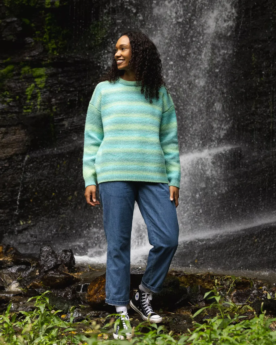 Pull Fika en maille recyclée - Bleu Mer Dégradé