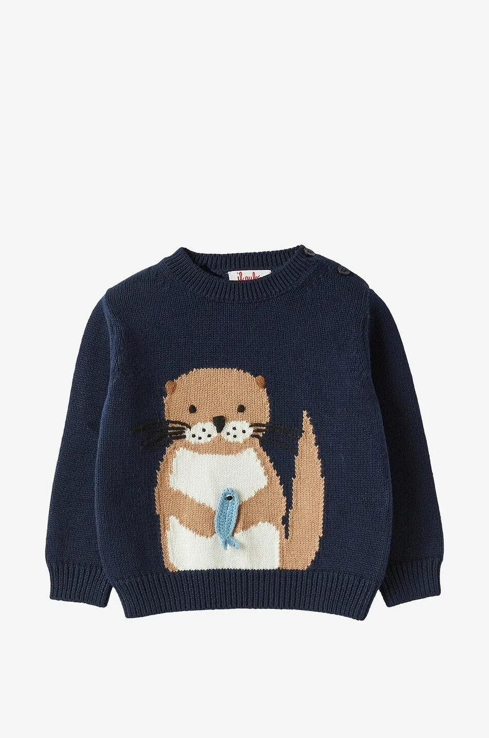 Pull jacquard bébé motif loutre