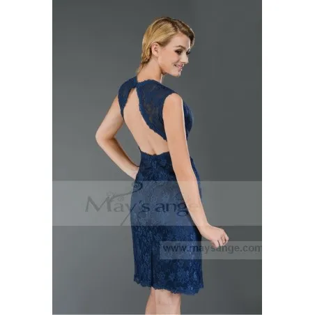 Robe de cocktail dos nu en dentelle Gemstone Blue