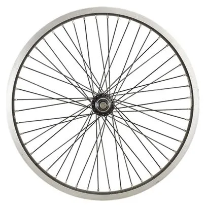 ROUE BMX 20  AV ECROU AXE PLEIN JANTE NOIR AS7X. MOYEU NOIR AXE 10MM 48T