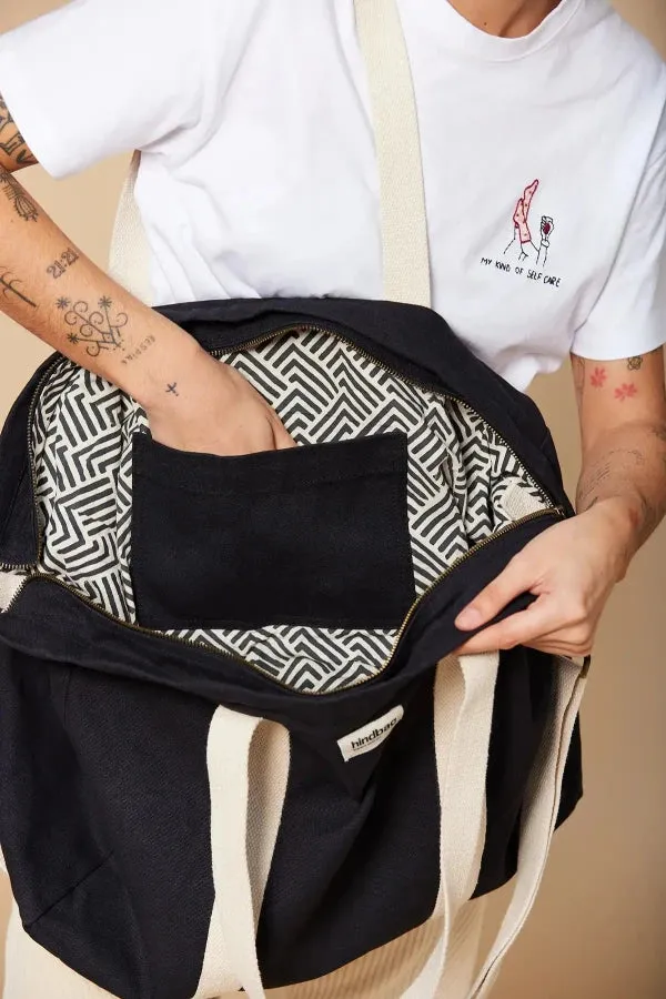 Sac cabas Noir en coton bio - Jean