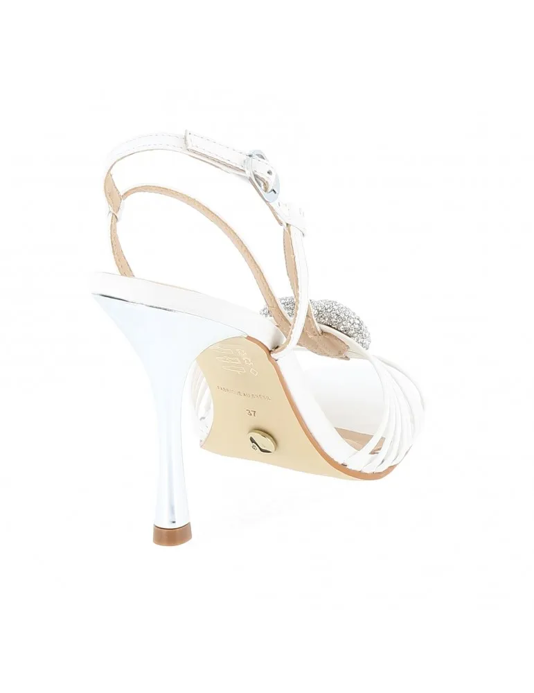 sandales cuir multibrides coeur strass cuir et strass blanc 10 cm