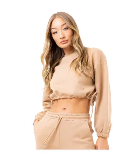 Sweat court femme beige Hype