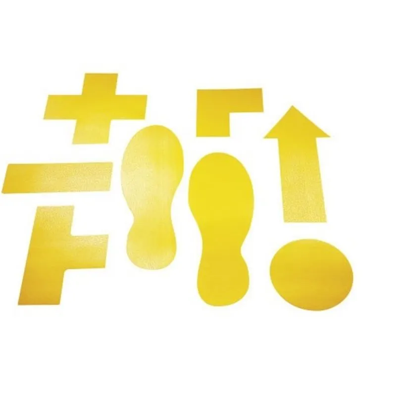 Symbole de marquage autocollant pour le sol - 10 formes de flêche jaune