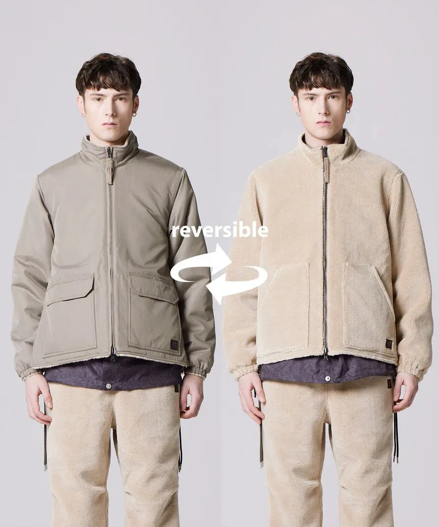 Taion - High Neck Jacket R102ZBNDML - Light Mocha & Beige