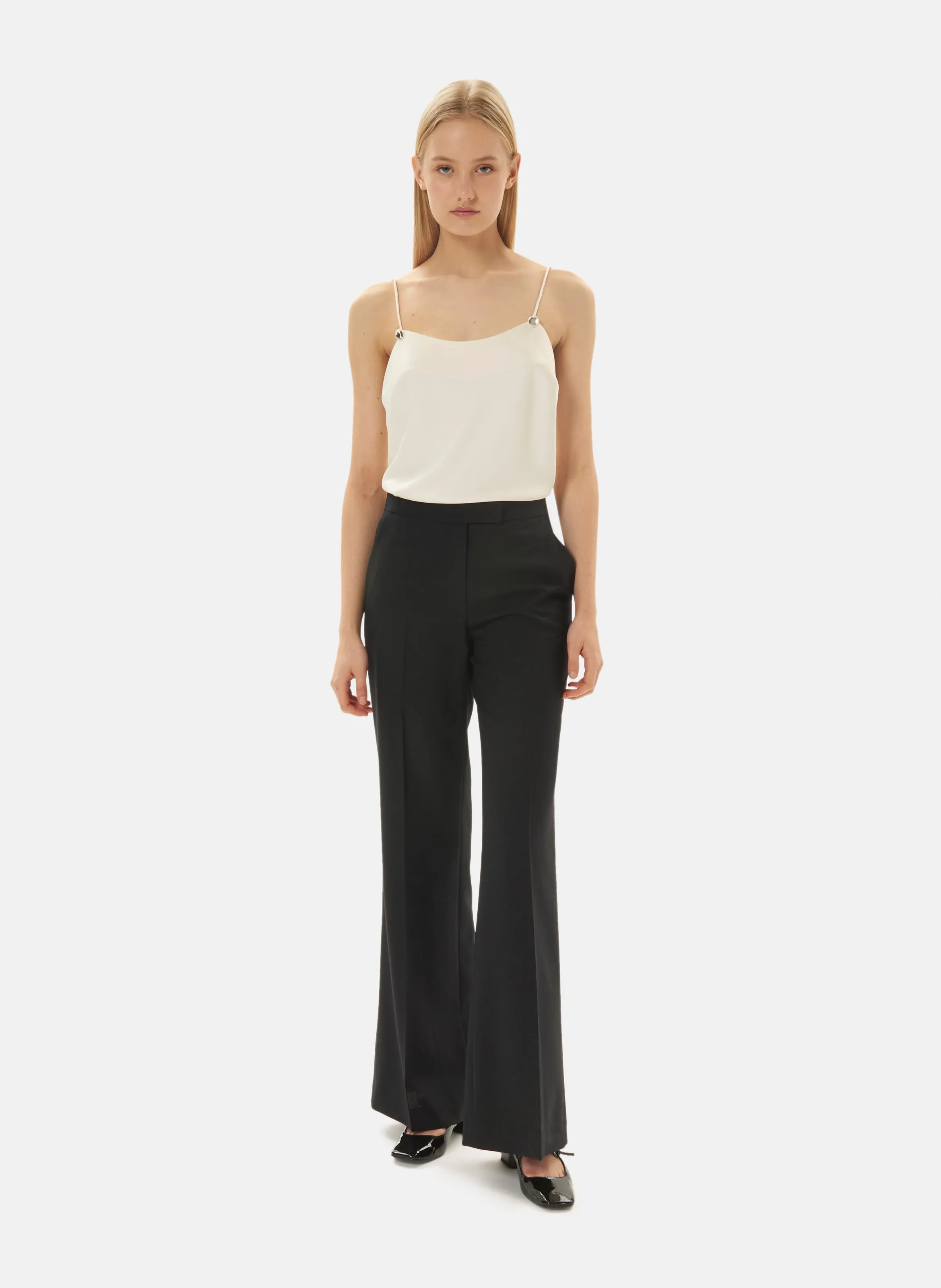 TARA JARMON  Top fine  courte  classique - tess - Blanc