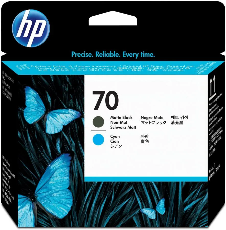 Tête d'impression HP 70 C9404A - noir mat et cyan - l'unité 