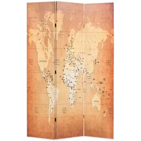 vidaXL Cloison de séparation pliable 120 x 170 cm Carte du monde Jaune | vidaxl-fr