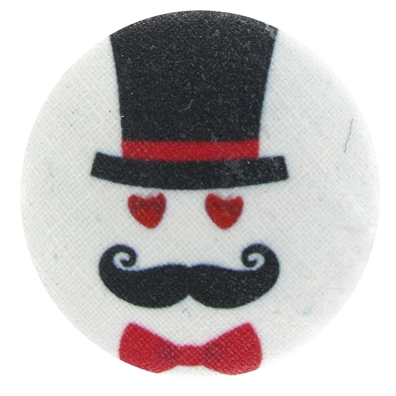 ♥ Lot de Boutons  (sachet de 38 boutons recouvert Moustache et Chapeau) - blanc ♥